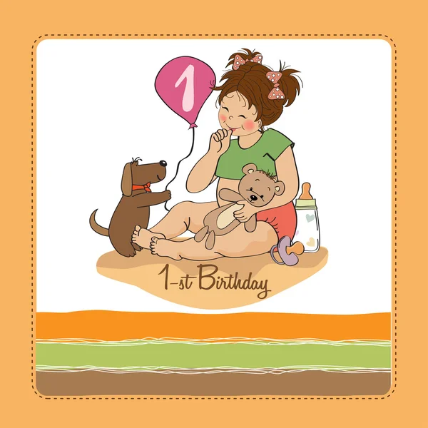 Girl at her first birthday — Stock Vector