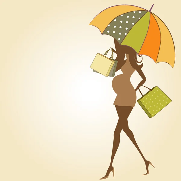 Femme enceinte sur le shopping — Image vectorielle