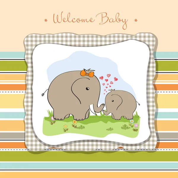 Elefante bebé y su madre — Vector de stock