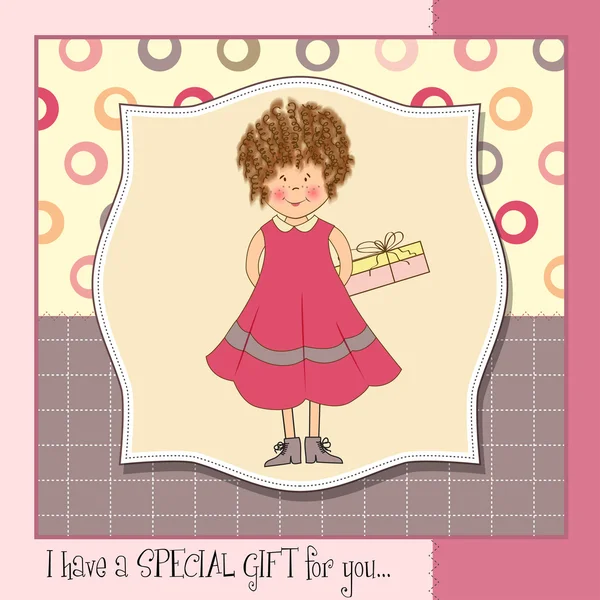 Girl hide a gift — Stock Vector