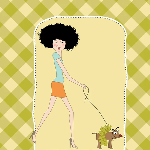 Dame avec son chien habillé — Image vectorielle
