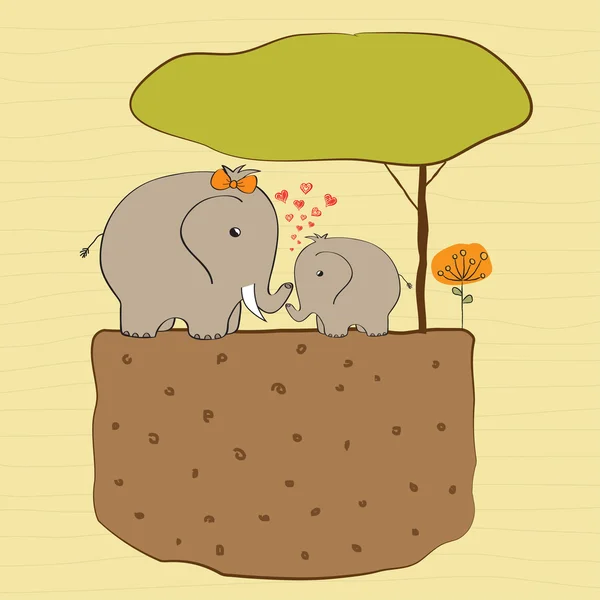 Baby elephant and his mother — Stock Vector