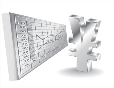 Finans arka plan 3d yen işareti