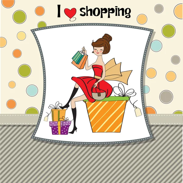 Shopping femme — Image vectorielle