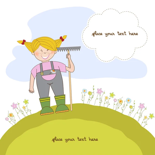 Gardener who cares for flowers — Stock Vector