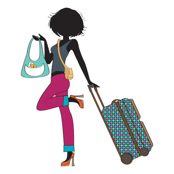 手提箱的女人γυναίκα με βαλίτσα — Διανυσματικό Αρχείο
