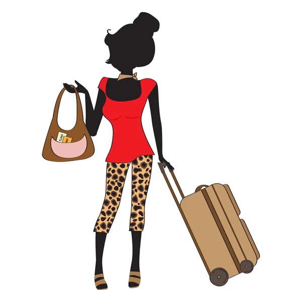 Woman with suitcase — Stock Vector