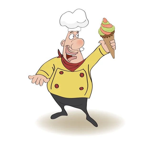 Divertido chef con helado — Vector de stock