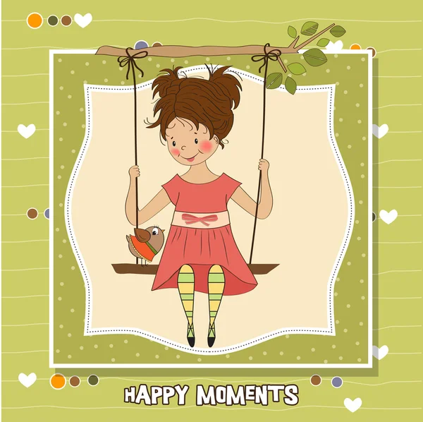 Young girl in a swing — Stock Vector