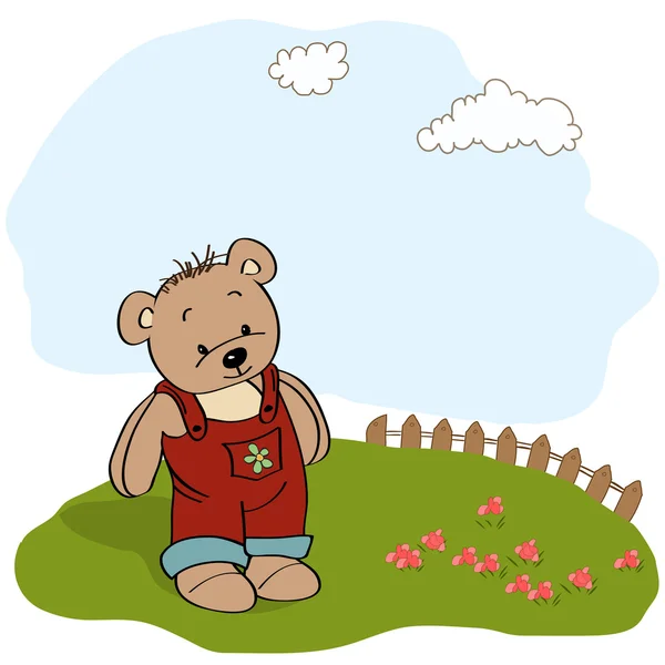 Geburtstagsgrußkarte mit Teddybär — Stockvektor