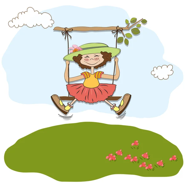 Girl in a swing — Stock Vector