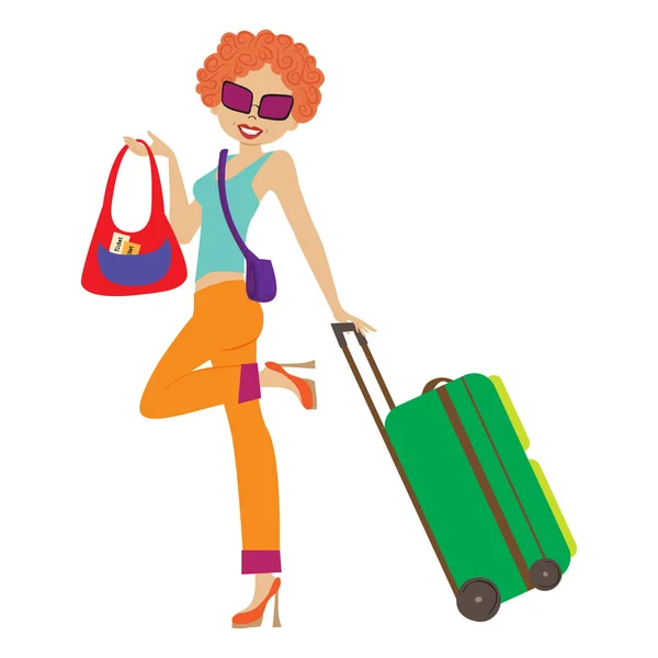 Woman with suitcase — Stock Vector