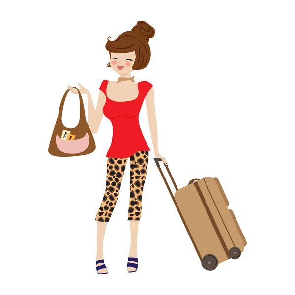 Woman with suitcase — Stock Vector