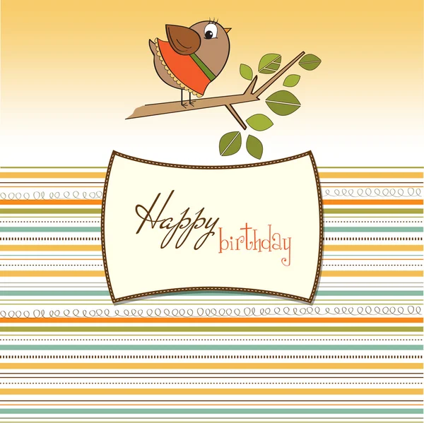 Card with funny little bird — Stock Vector