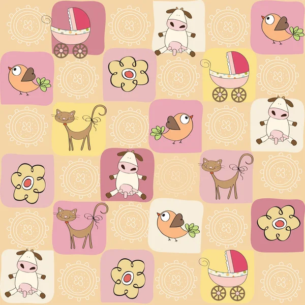 Childish seamless pattern with toys — Stock Vector