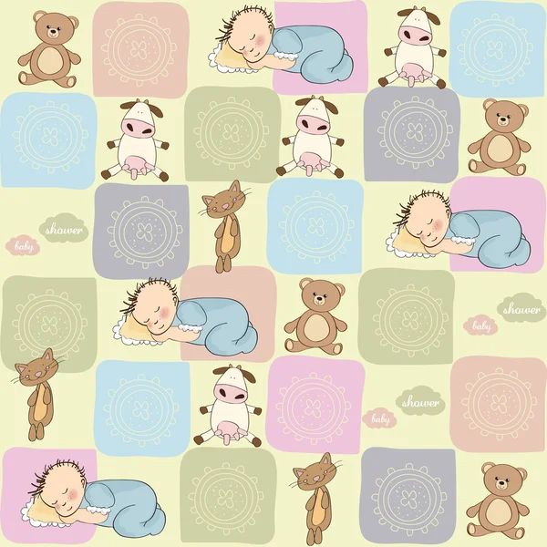 Childish seamless pattern with toys — Stock Vector