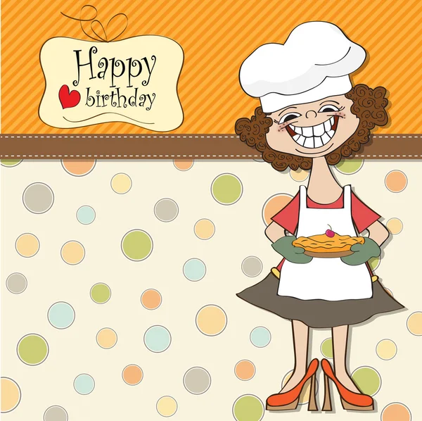 komik kadın ve pasta kartı
