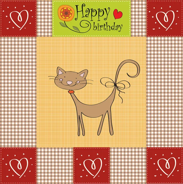 Carte d'anniversaire avec chat — Image vectorielle