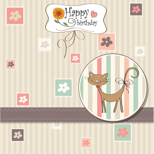 고양이있는 생일 카드 — 스톡 벡터