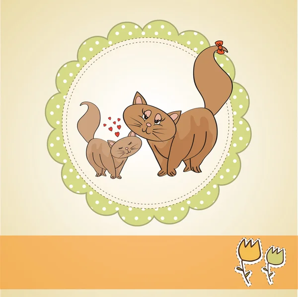 Kedili doğum günü kartı — Stok Vektör