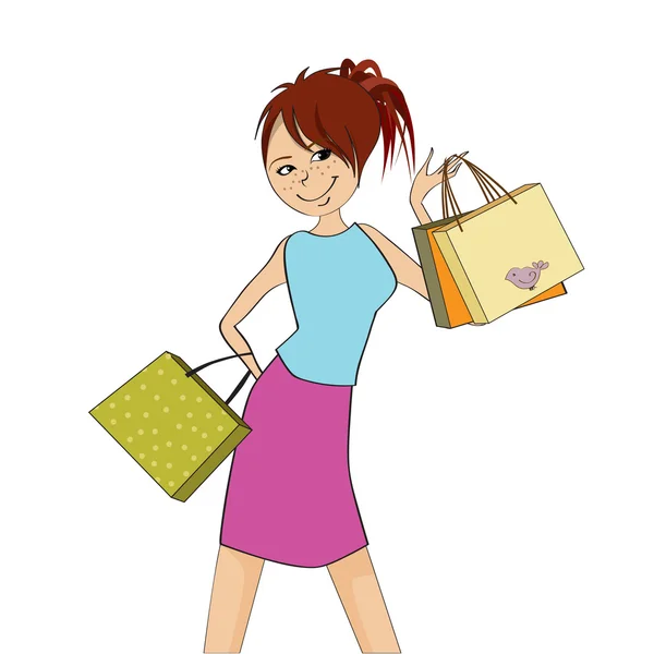 Fille au shopping — Image vectorielle