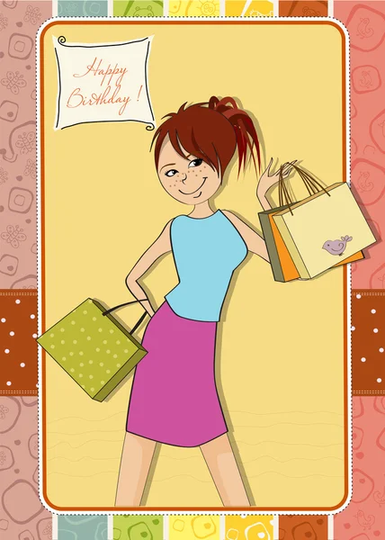 Fille au shopping — Image vectorielle