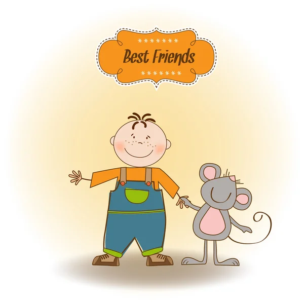 Little boy with best friends — Stock Vector