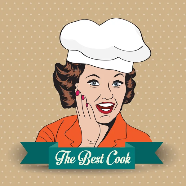 Lady Chef retro illustration — Stock Fotó
