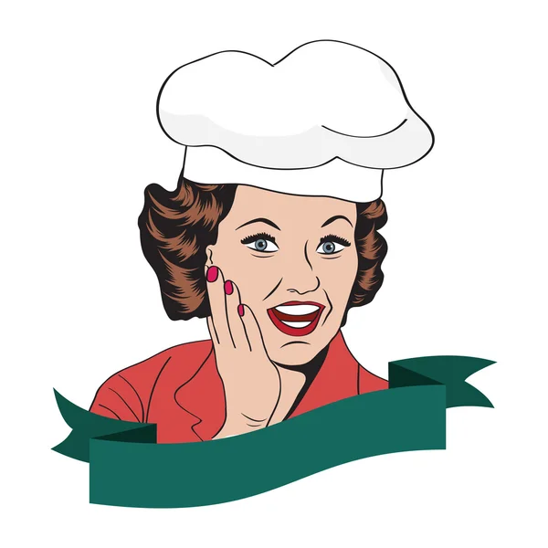 Lady Chef-kok, retro illustratie — Stockfoto