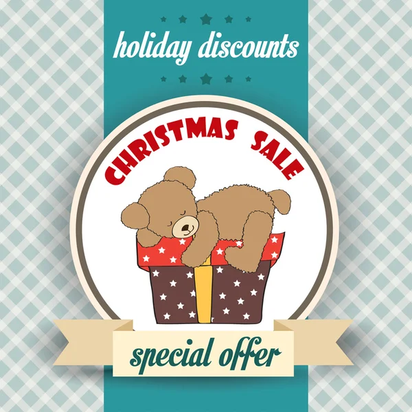 Christmas sale design with teddy bear — Stock Vector