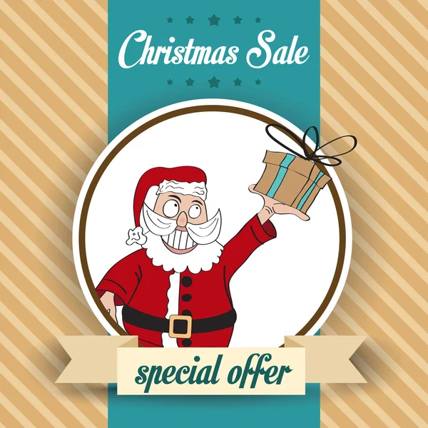 Design de venda de Natal com Santa — Vetor de Stock