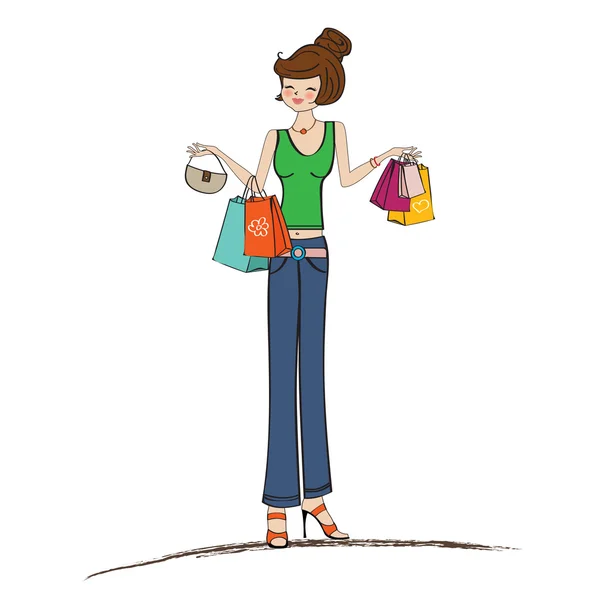 Dame beim Einkaufen — Stockvektor