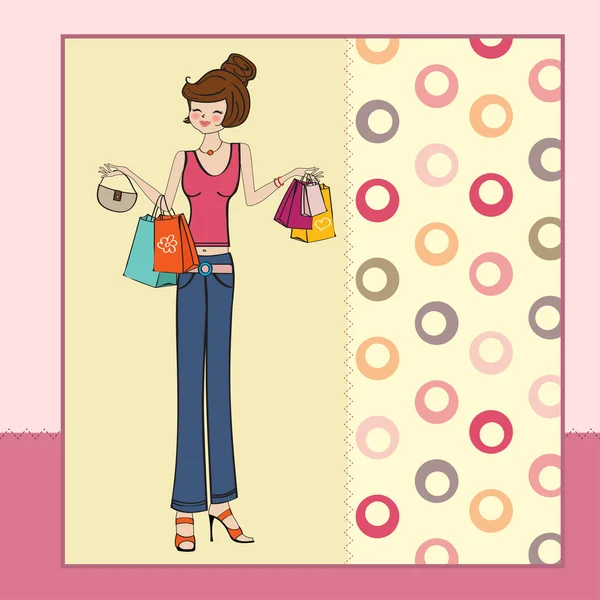 Lady at shopping — Stock Vector