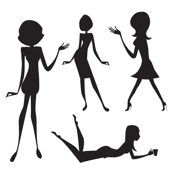 Silhouette filles de la mode — Image vectorielle