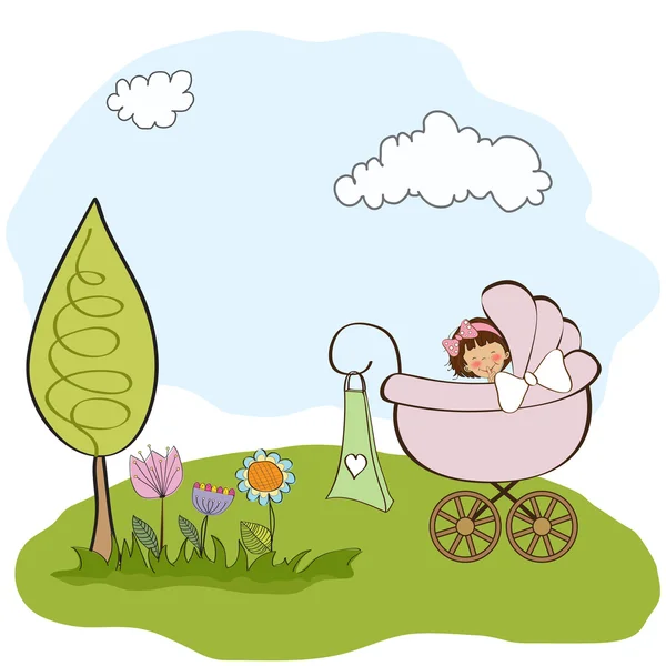 Carte de douche bébé fille — Image vectorielle
