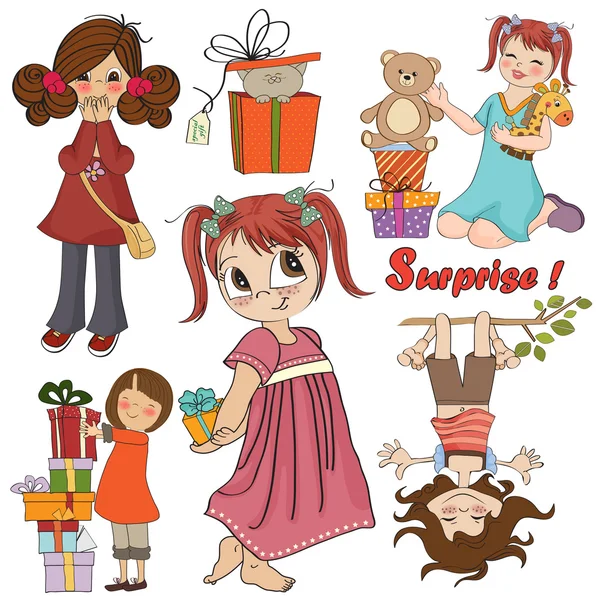 Cute girls collection — Stock Vector