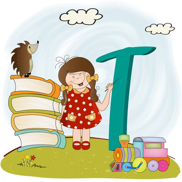 Kinder Alphabet Buchstaben 't' — Stockvektor