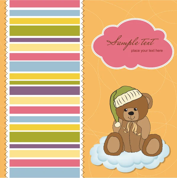 Baby shower card with cute teddy bear — Stock Vector