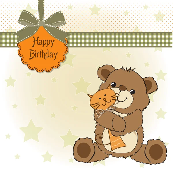 Baby shower card with cute teddy bear — Stock Vector