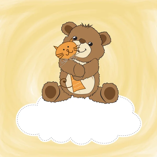 Carte de douche bébé avec ours en peluche mignon — Image vectorielle