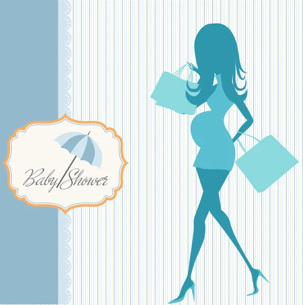 Baby aankondiging kaart zwangere — Stockvector