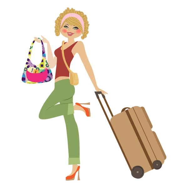 Woman with suitcase — Stock Vector