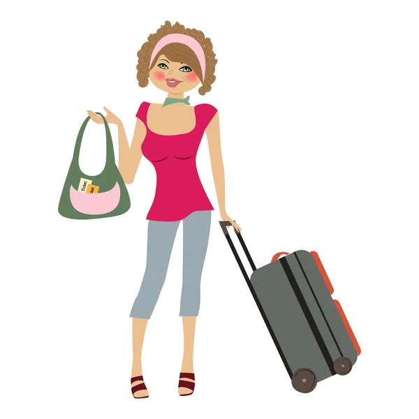 Жінки з чемодан — стоковий вектор