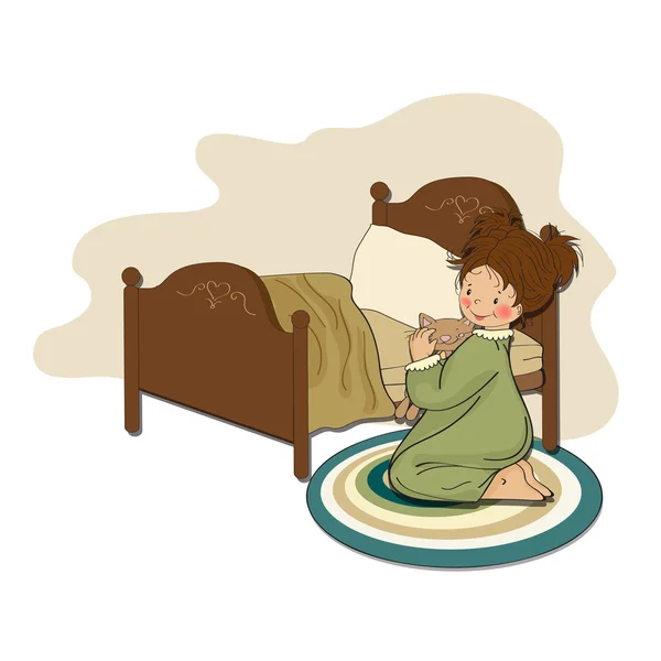 Petite fille se prépare pour le sommeil — Image vectorielle