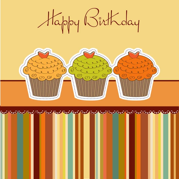 Feliz cumpleaños cupcakes — Archivo Imágenes Vectoriales