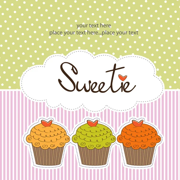 Feliz cumpleaños cupcakes — Vector de stock