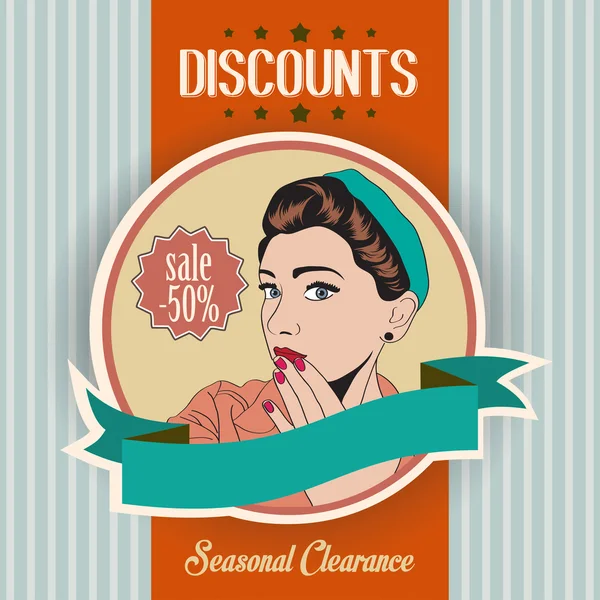 Woman and discounts message — Stock Vector