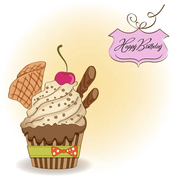 Feliz cumpleaños cupcakes — Vector de stock