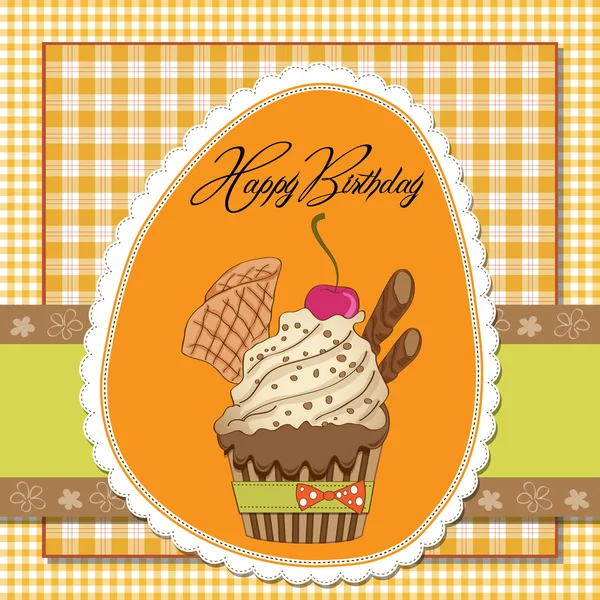 Feliz cumpleaños cupcakes — Vector de stock