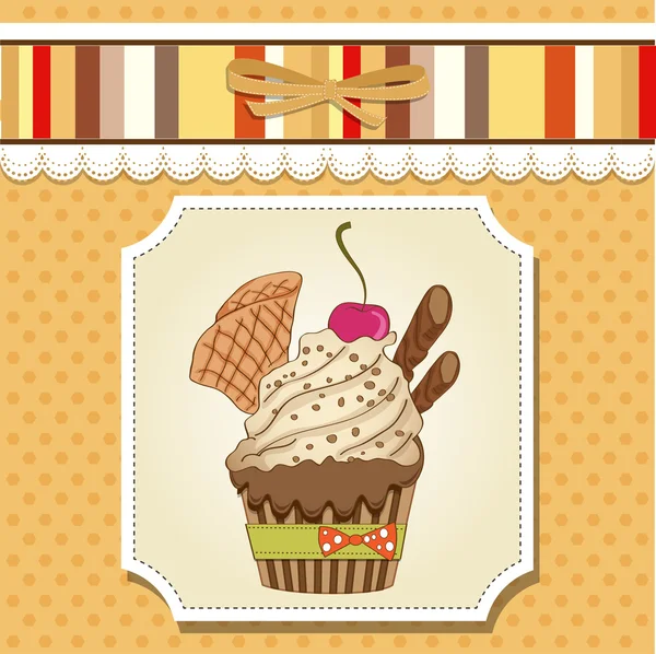 Feliz cumpleaños cupcakes — Vector de stock